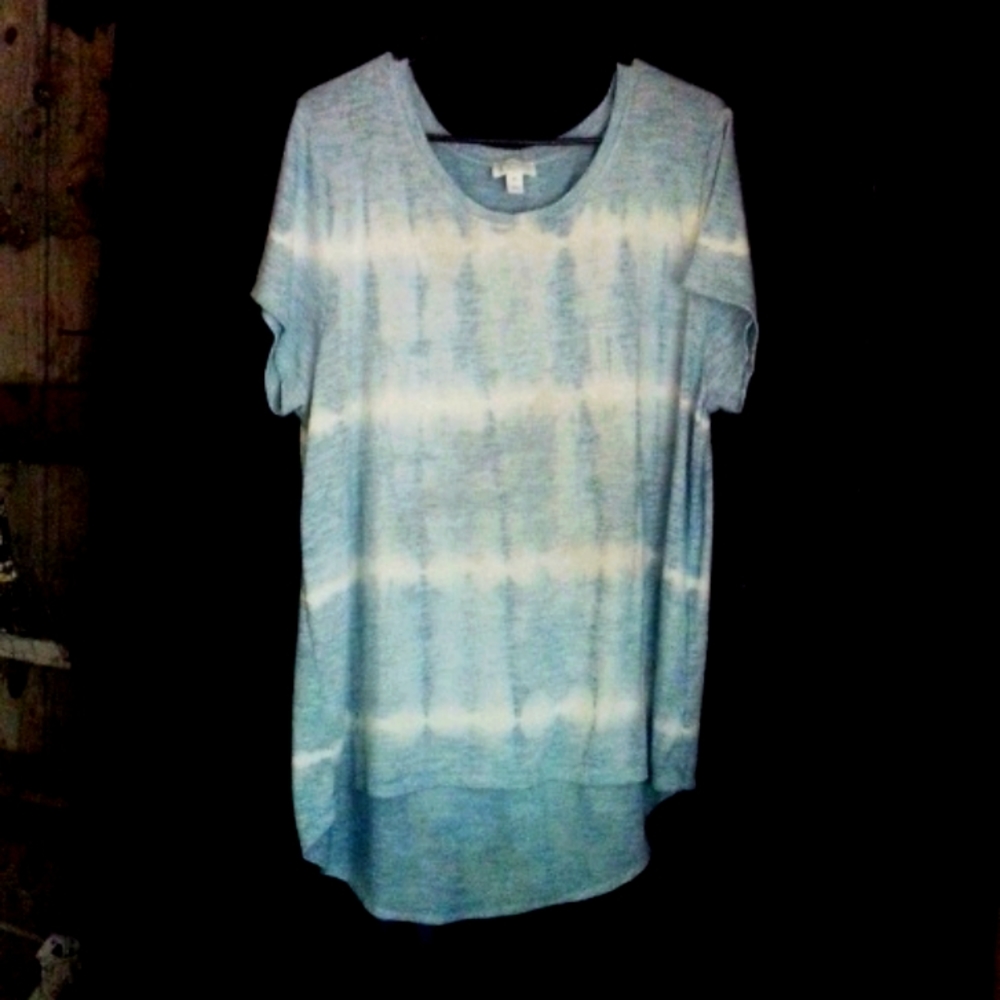Women's XXL top Market Spruce light blue white short sleeve